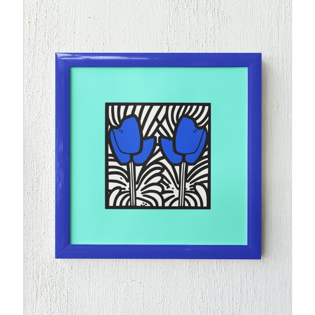 Poster Tulipas de Pop de Arte Elétrica Azul (Criador carregado)