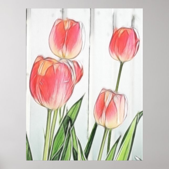 Póster Tulipas de primavera (Frente)