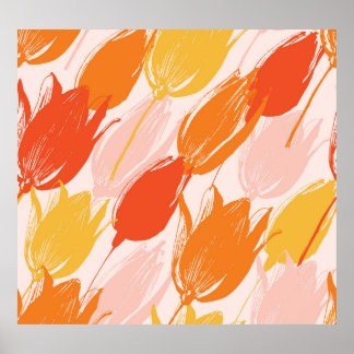 Poster Tulipas Diagonais: Design de Cor Leve.