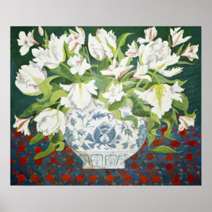 Póster Tulipas dobro brancas e alstroemerias 2013