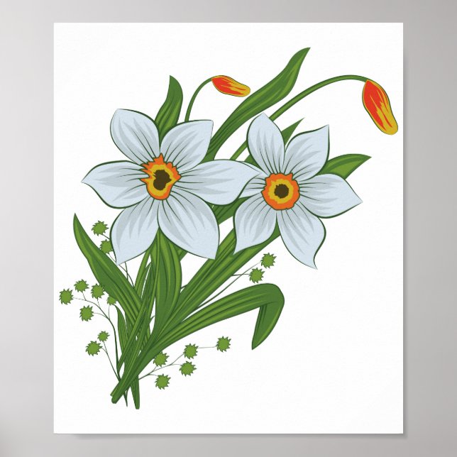 Poster Tulipas e Flores de Narcisos (Frente)