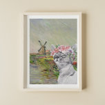 Poster Tulipas e Gatos Ricos do Carimbo Monet<br><div class="desc">A bela compilação artística apresenta a CHAMP TULIPES EN HOLLANDE,  de Claude Monet,  como pano de fundo com retrato de cinza com camada de coroa floral aquosa.</div>