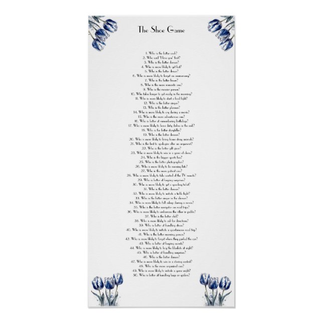 Póster Tulipas em Azul Delft personalizável (Frente)