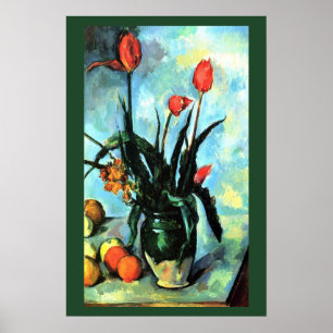 Póster Tulipas em um Vaso por Paul Cezanne, Arte Antiga
