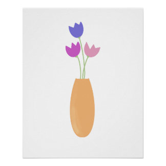Póster Tulipas em Vase Watercolor