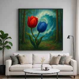 Poster Tulipas Envolvidas - Estilo Painterly Arte Floral