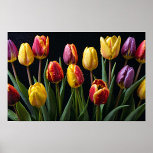 Poster Tulipas Flor Corante do Flor Espalho Escorregadio