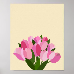 Poster Tulipas Frescas Pastel Amarelo E Rosa