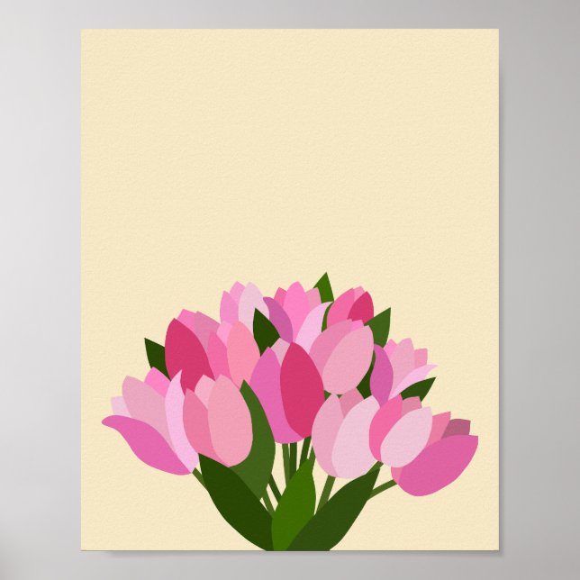 Poster Tulipas Frescas Pastel Amarelo E Rosa (Frente)