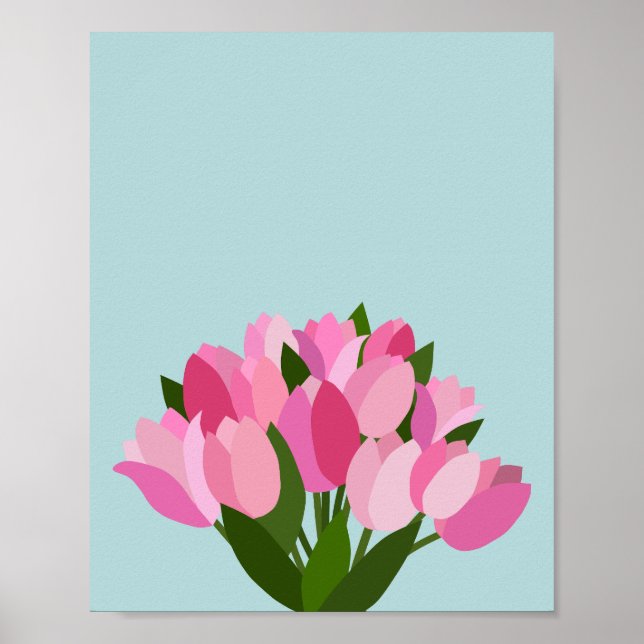 Poster Tulipas frescas Pastel Molho Azul (Frente)