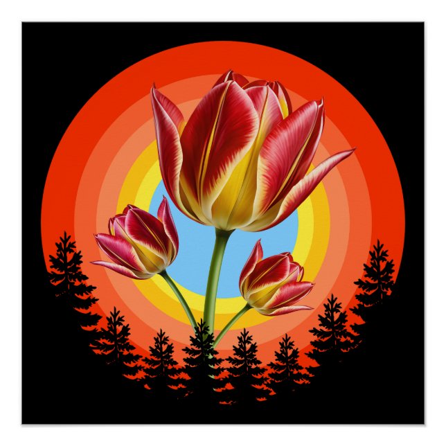 Póster tulipas natureza botânica planta  (Frente)