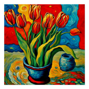 Póster Tulipas no vaso
