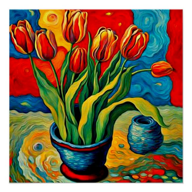 Póster Tulipas no vaso (Frente)
