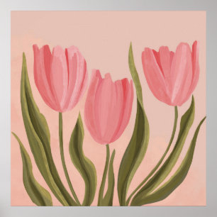 Poster Tulipas Rosa Bonito Painteramente