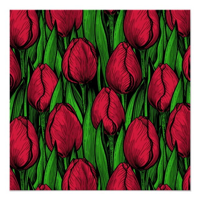 Póster Tulipas vermelhas (Frente)