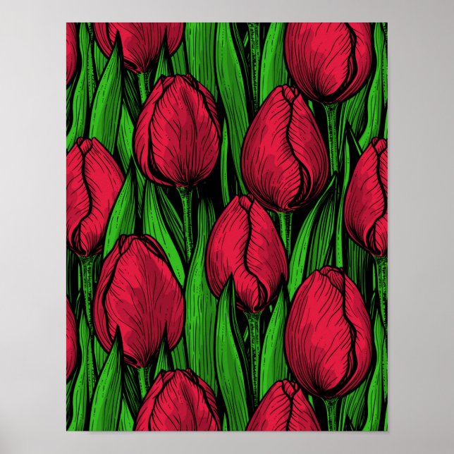 Poster Tulipas vermelhas (Frente)