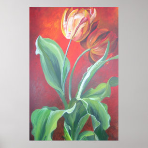 Poster Tulipas Vermelhas e Amarelas Artísticas