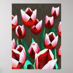 Poster Tulipas Vermelhos Abstrato