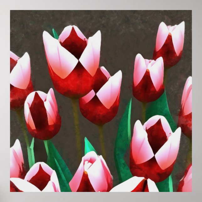 Poster Tulipas Vermelhos Abstrato (Frente)