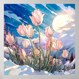 Poster Tulips Wall Art, Floral Square