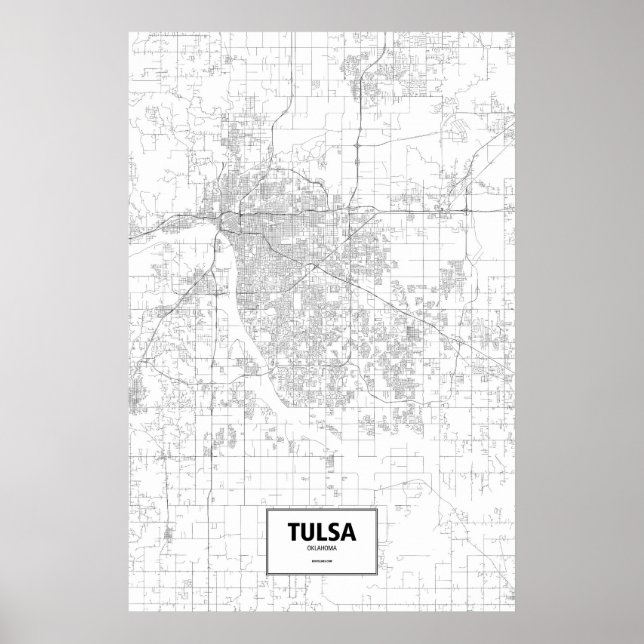 Poster Tulsa, Oklahoma (preto no branco) (Frente)