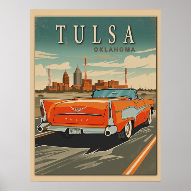Poster Tulsa Oklahoma Viagens vintage (Frente)