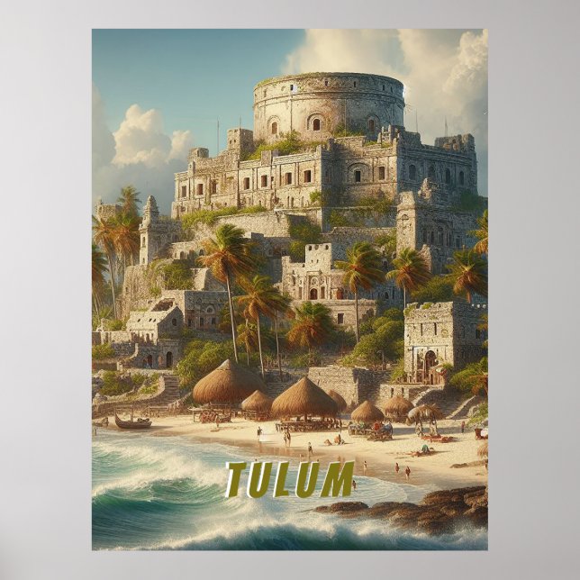 Poster Tulum México Paisagem Viagem Vintage (Frente)