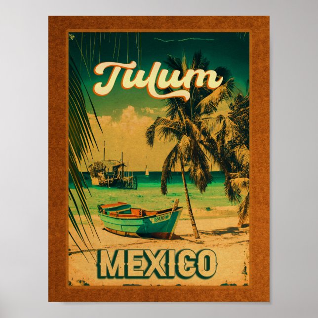 Poster Tulum Mexico Palm Tree Souvenir (Frente)