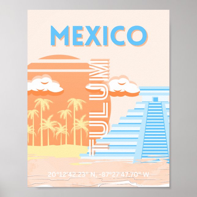 Poster Tulum, México, Viagem Art, Summer Beach (Frente)