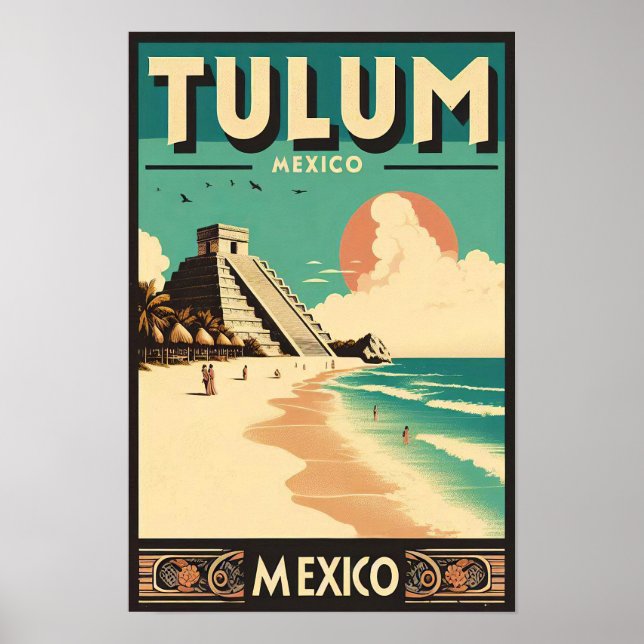 Poster Tulum Mexico Viagens vintage (Frente)