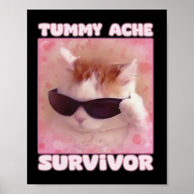 Poster Tummy Ache Sobrevivente Cat Engraçado (Frente)
