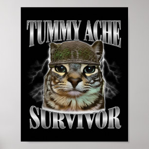 Poster Tummy Ache Survivor Engraçado Meme Sarcástico Cita