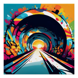 Póster Túnel com arte de Grafite