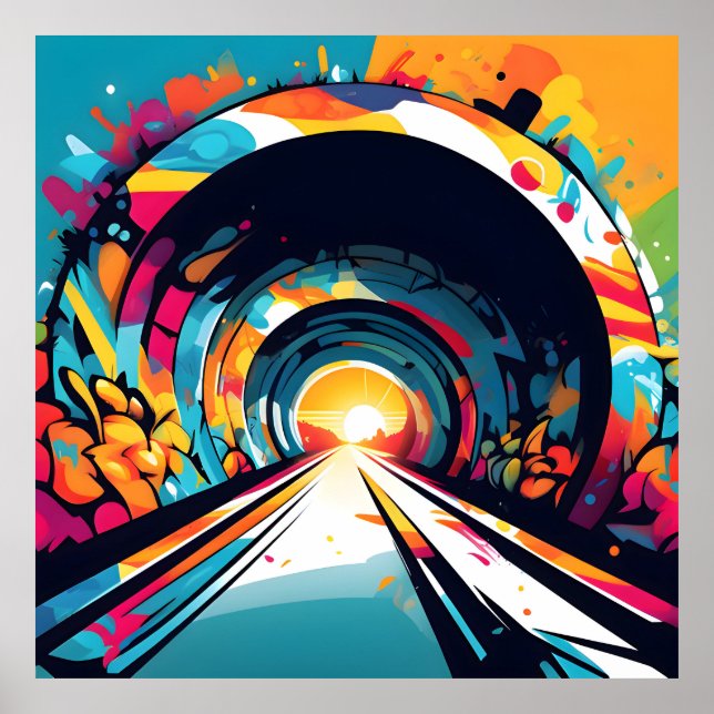 Poster Túnel com arte de Grafite (Frente)
