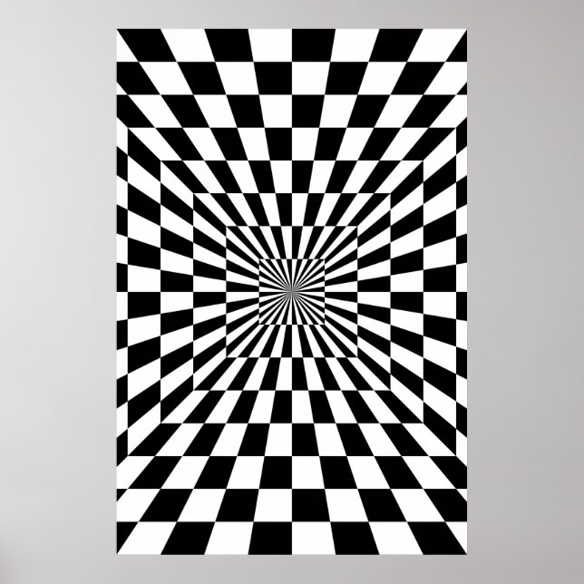 Poster túnel de chessboard com ilusão óptica (Frente)