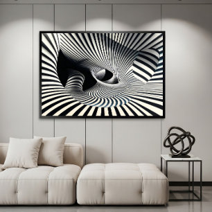Poster Túnel de Ilusão Óptica Preto e Branco Hipnótico