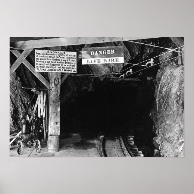 Poster Túnel em Juneau, Alaska Treadwell Mine (Frente)