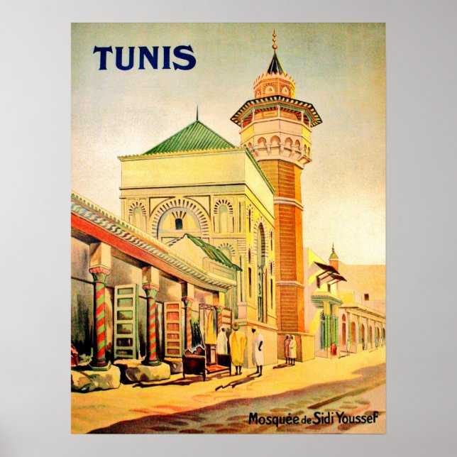 Poster Tunes, Tunísia, Mesquita de Youssef Dey, centro da (Frente)