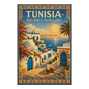 Póster TÚNEZ – Azul, Branco & Luz Atemporal