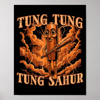 Poster Tung Tung Sahur Taco de Beisebol Relâmpago Meme Me