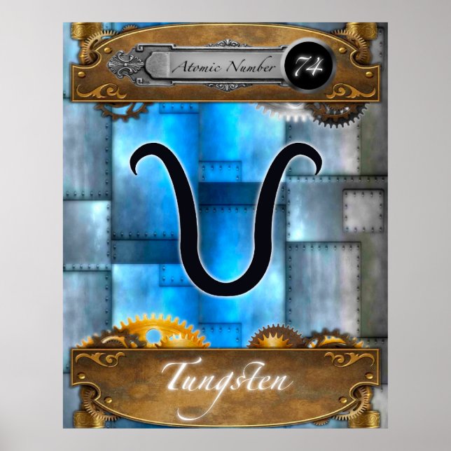 Poster Tungstênio de elemento periódico atômico nº 74 Pos (Frente)