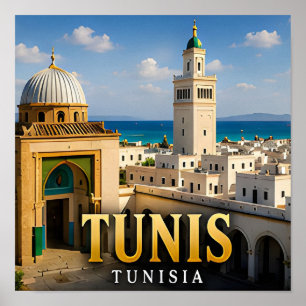 Poster Túnis Medina e Elegância Mediterrânea