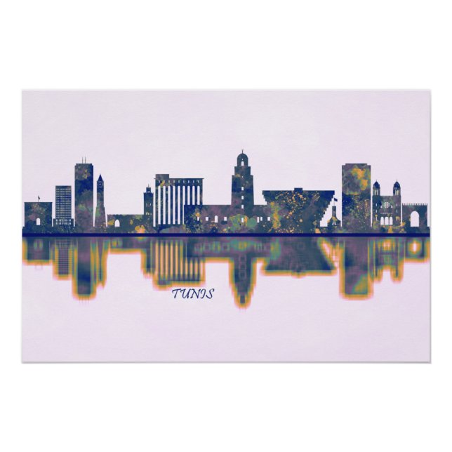 Póster Tunis Tunísia Skyline (Frente)