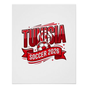 Póster Tunísia Futebol 2026 Futebol Negrito País Tipograf