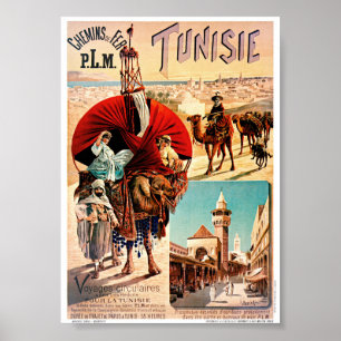 Poster Tunísia PLM Tunísia Cartaz de Viagem Vintage Resta