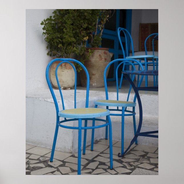 Póster Tunísia, Sidi Bou Said, cadeiras de café (Frente)