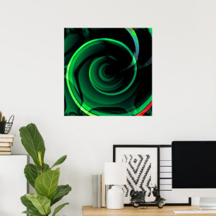Poster Turbilhão Verde Psicodélico Hipopótico Vórtice