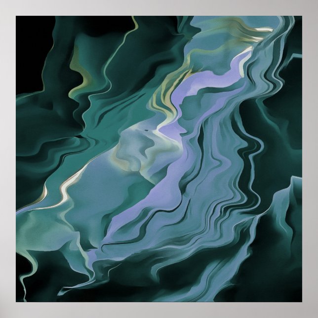 Poster Turbulência Azul - Arte Abstrato (Frente)