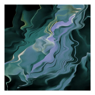 Póster Turbulência Azul - Arte Abstrato