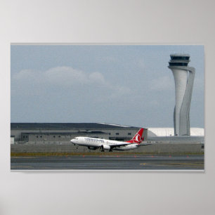 Poster Turca Airlines .Istambul Aeroporto Takeoff